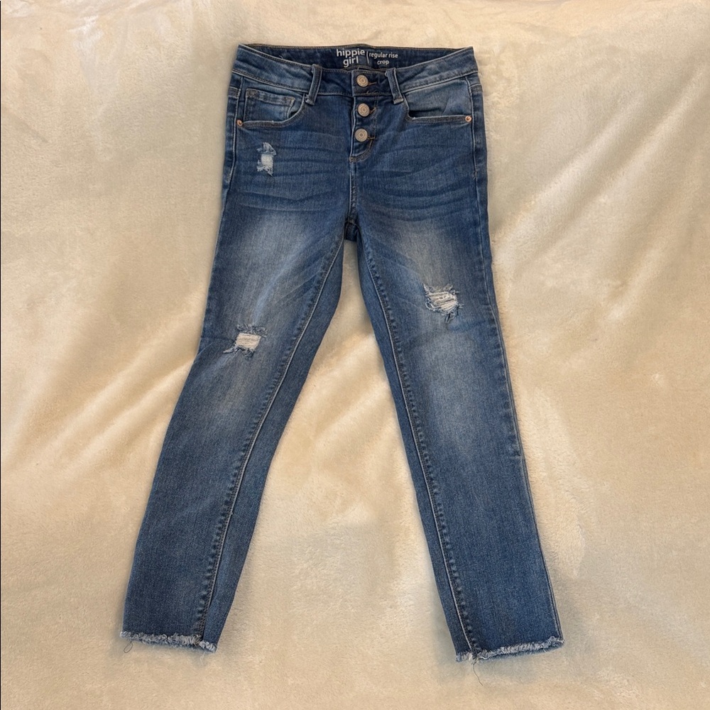 Stylish Blue Kids Jeans with Distressed Details
